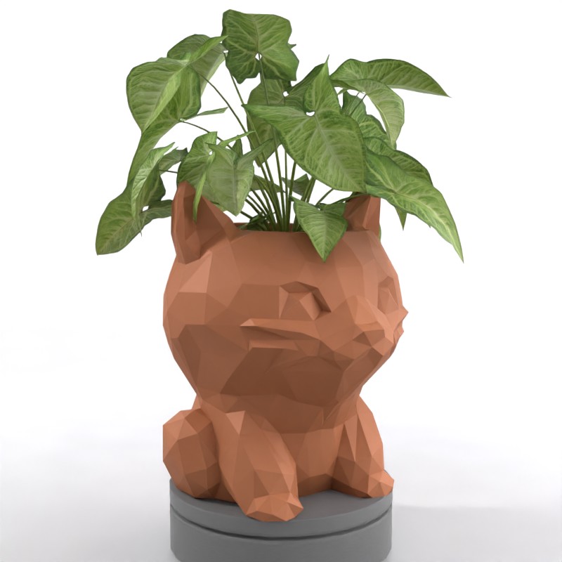 Geometric Cat Design - Whimsical Succulent Planter, Pot, Pen, Cup or Candy Bowl