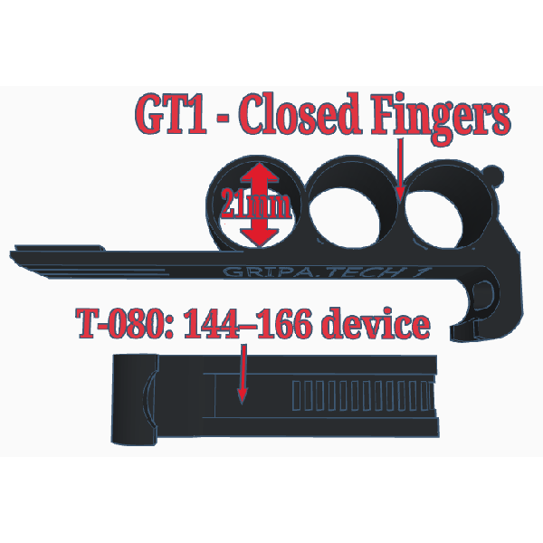 GT1-H21-T080 Phone Grip Size 21 (Black) with top for large phone