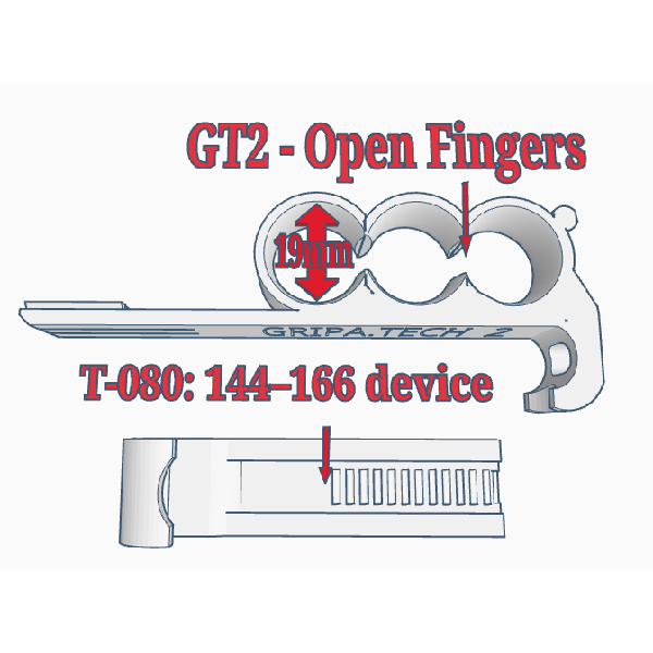 GT2-H19-T080 Phone Grip Size 19 (White) with top for large phone