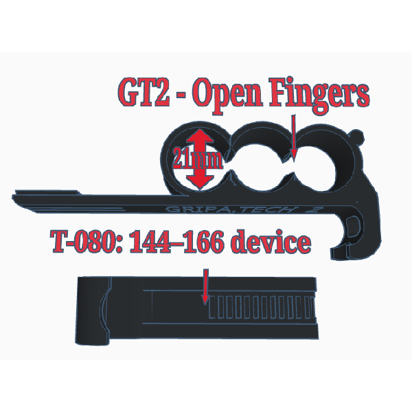 GT2-H21-T080 Phone Grip Size 21 (Black) with top for large phone