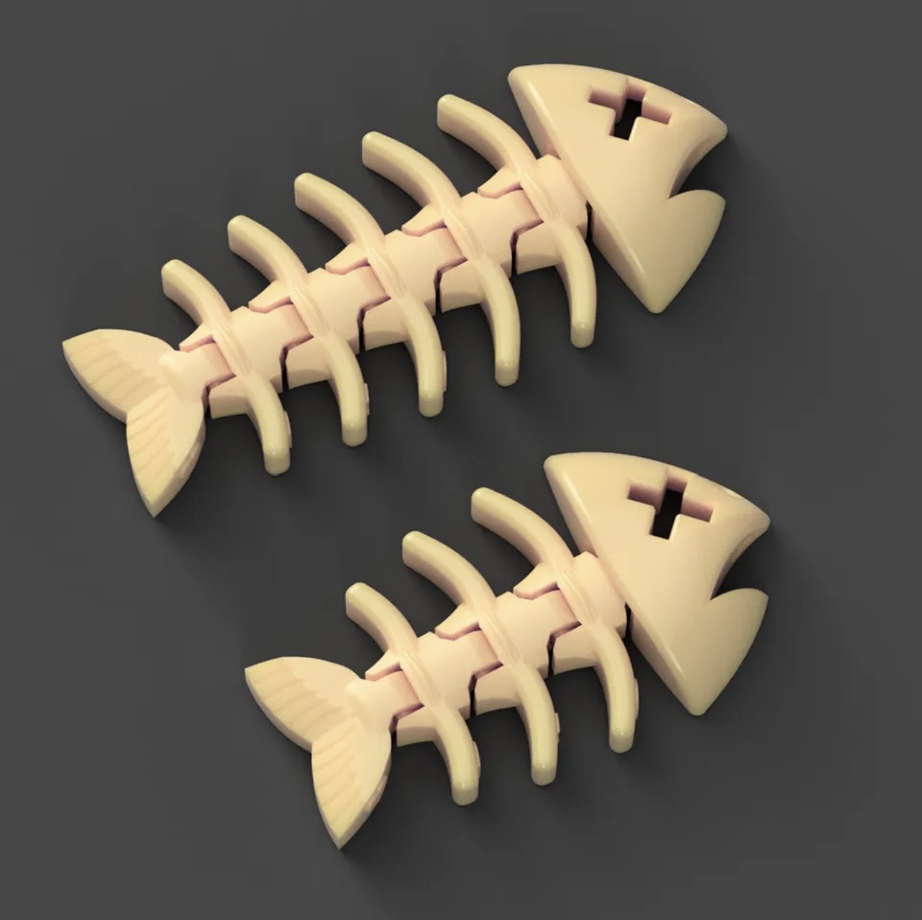 Flexi Fish Bone keychain- White