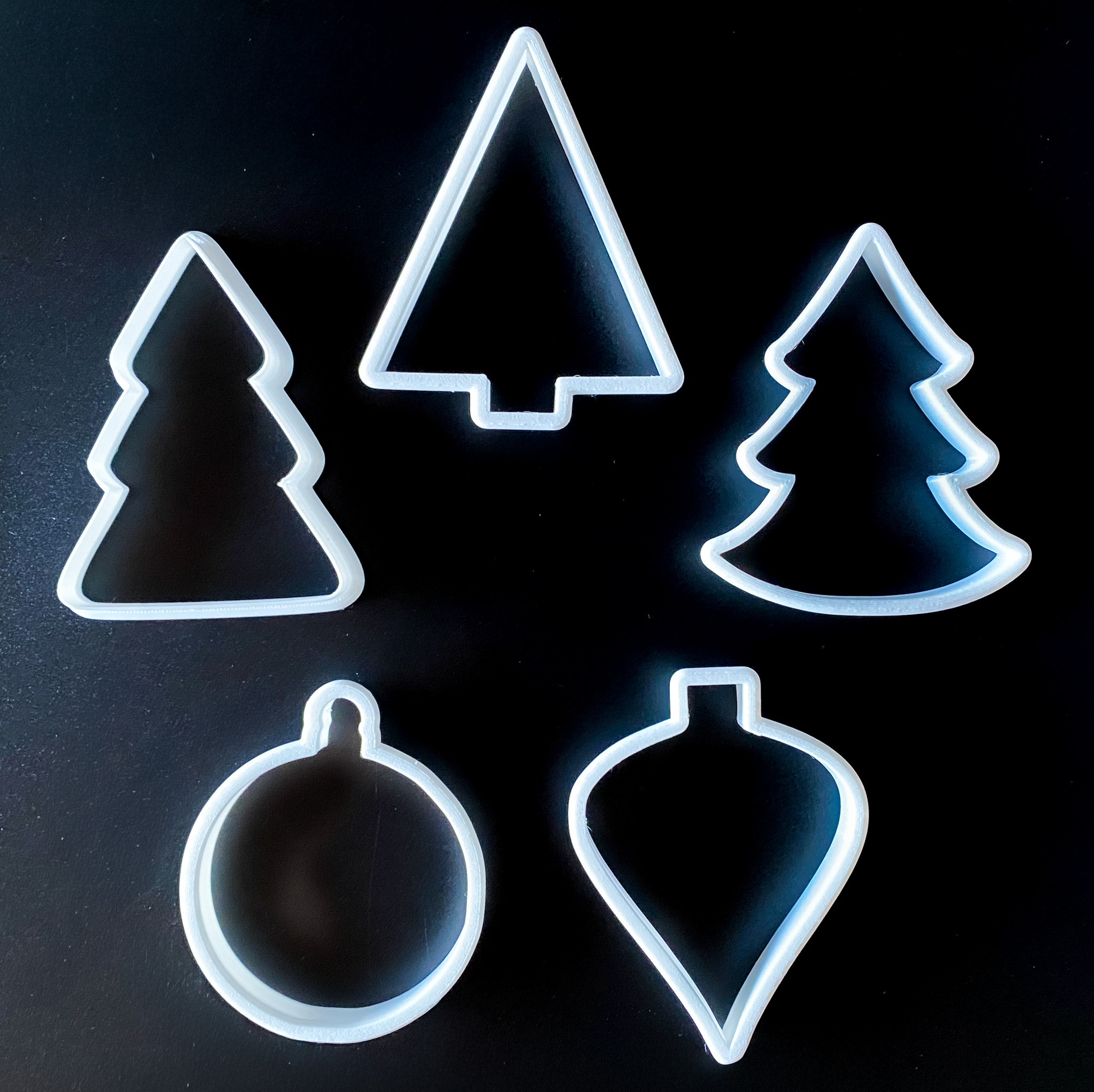 Set of 5 - Trees & Ornaments holiday cookie cutters