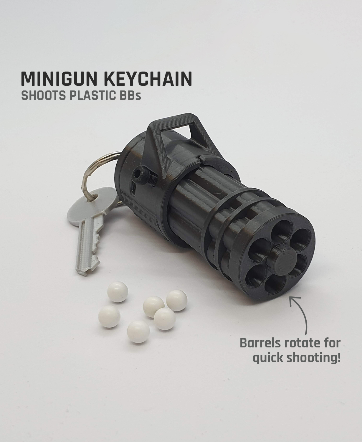 Minigun Keychain — Functional Blaster Toy