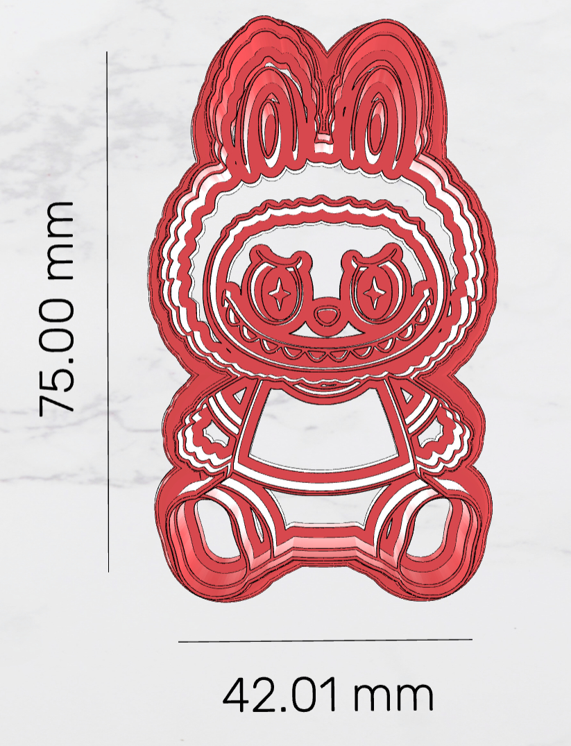 👕 Labubu Cookie Cutter – Sitting Labubu in Shorts and T-Shirt 👟