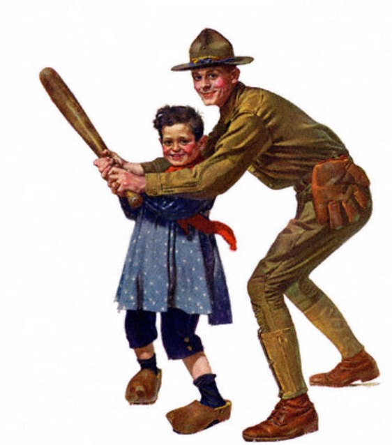 3D Printed Norman Rockwell Collection"Baseball Lesson"