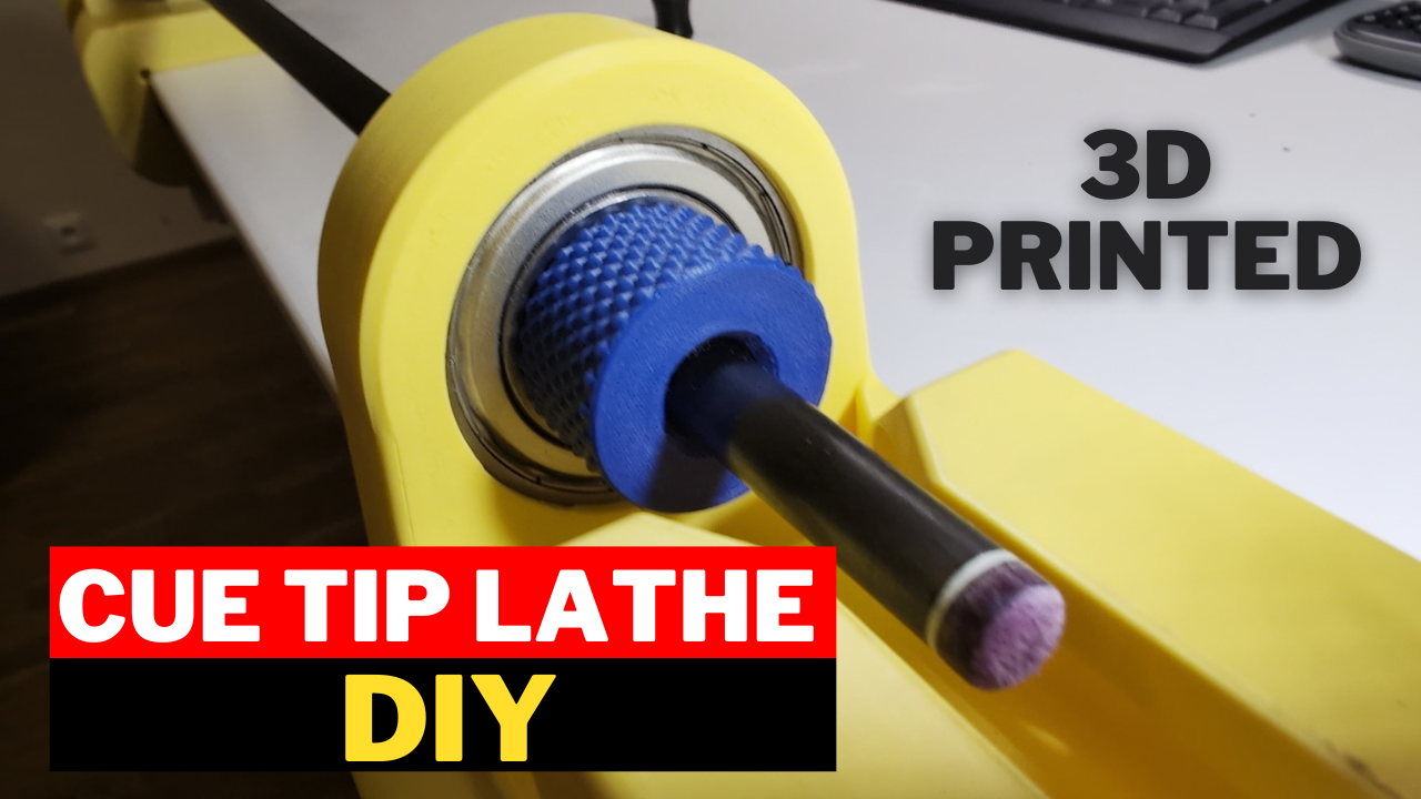 3D printed Lathe for billiard cue tip replacement