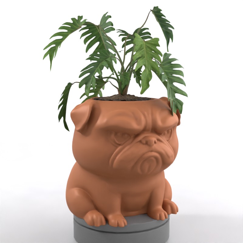 Angry Pug Geometric Animal Design - Whimsical Succulent Planter, Pot, Pen, Cup or Candy Bowl