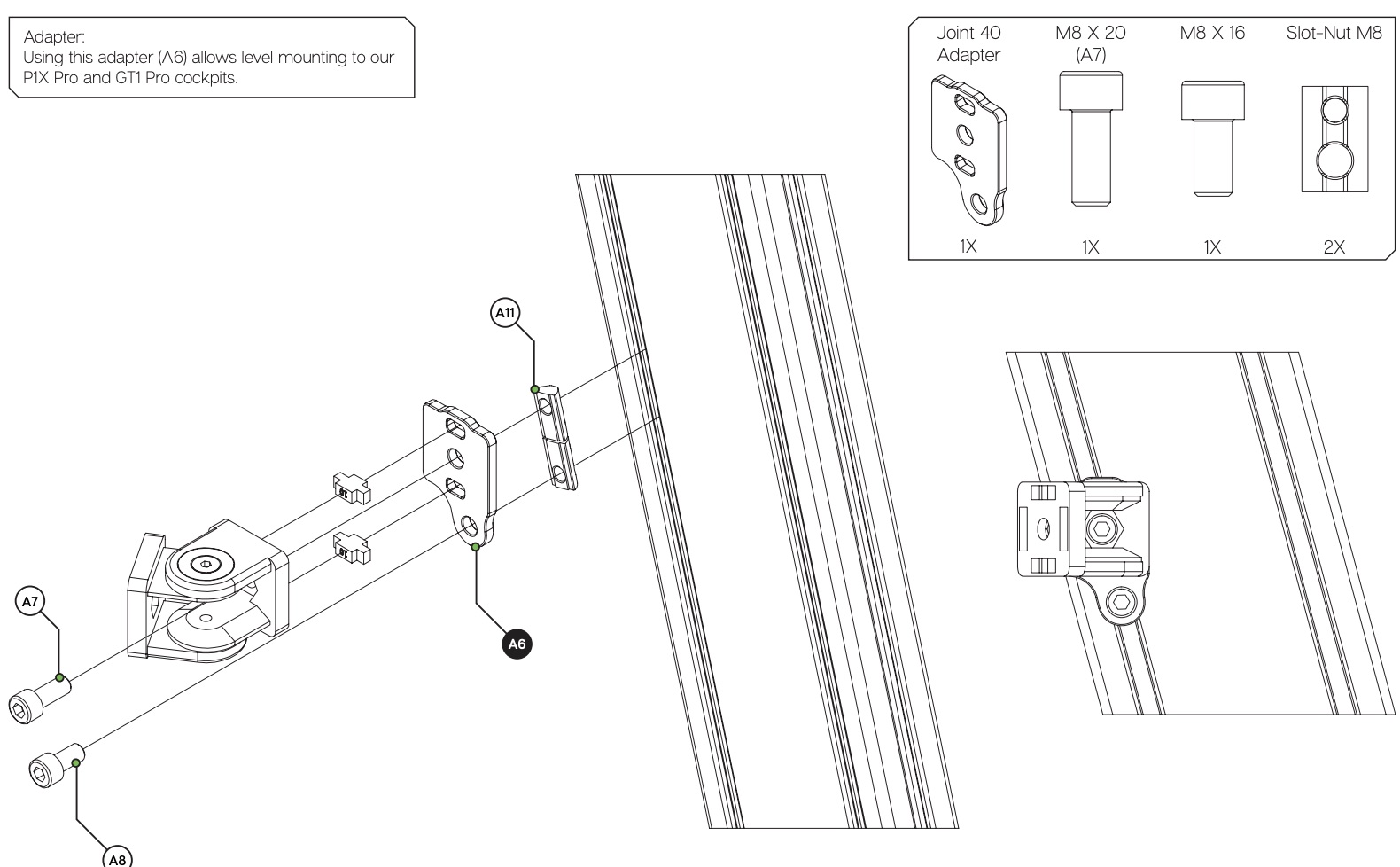 Sim-Lab Keyboard Tray Joint 40 Adapter