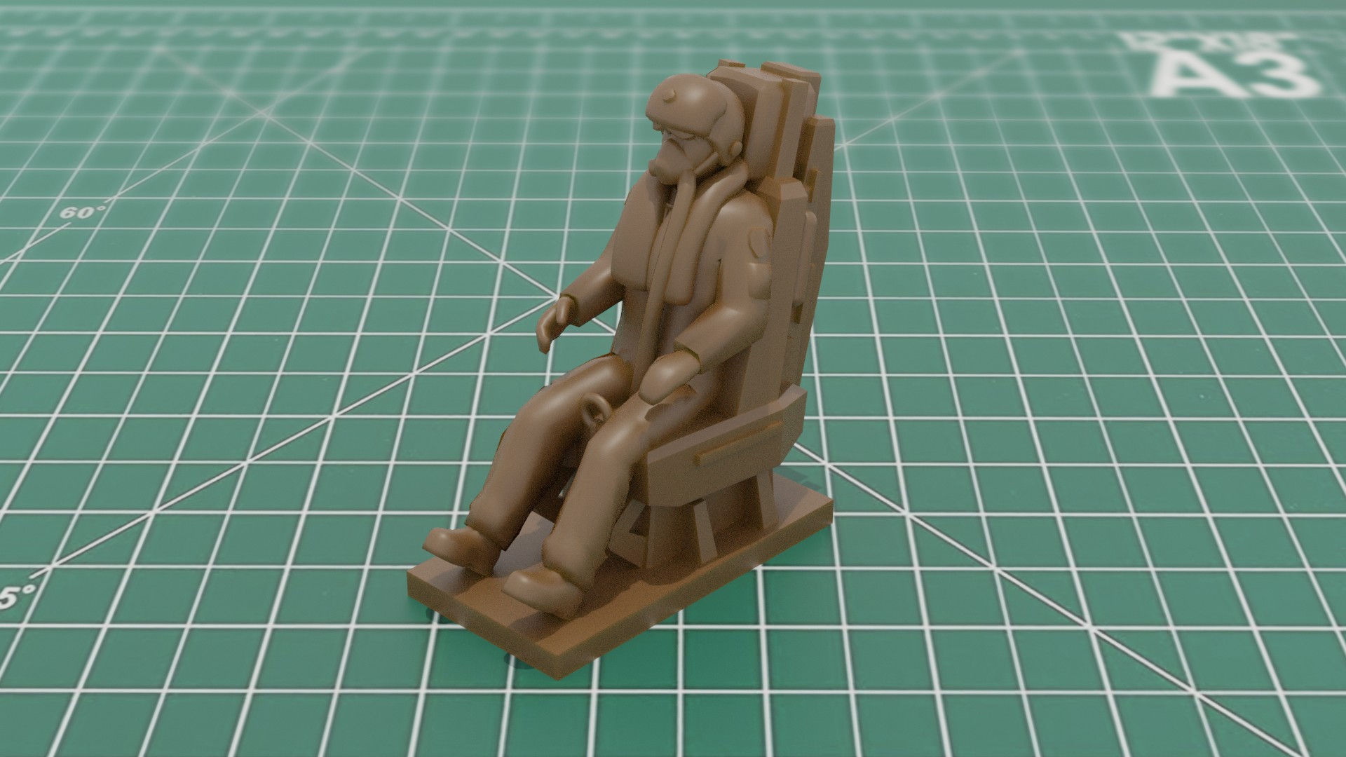 Pilot Seated 1:72 Scale 3D Print