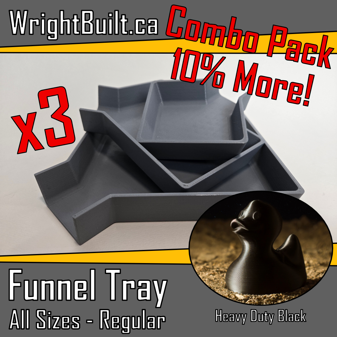 Funnel Tray - All Sizes (1ea: S/M/L) & Regular - Heavy Duty Black Plastic - Sorting & Organizing Tool - 3 Pack